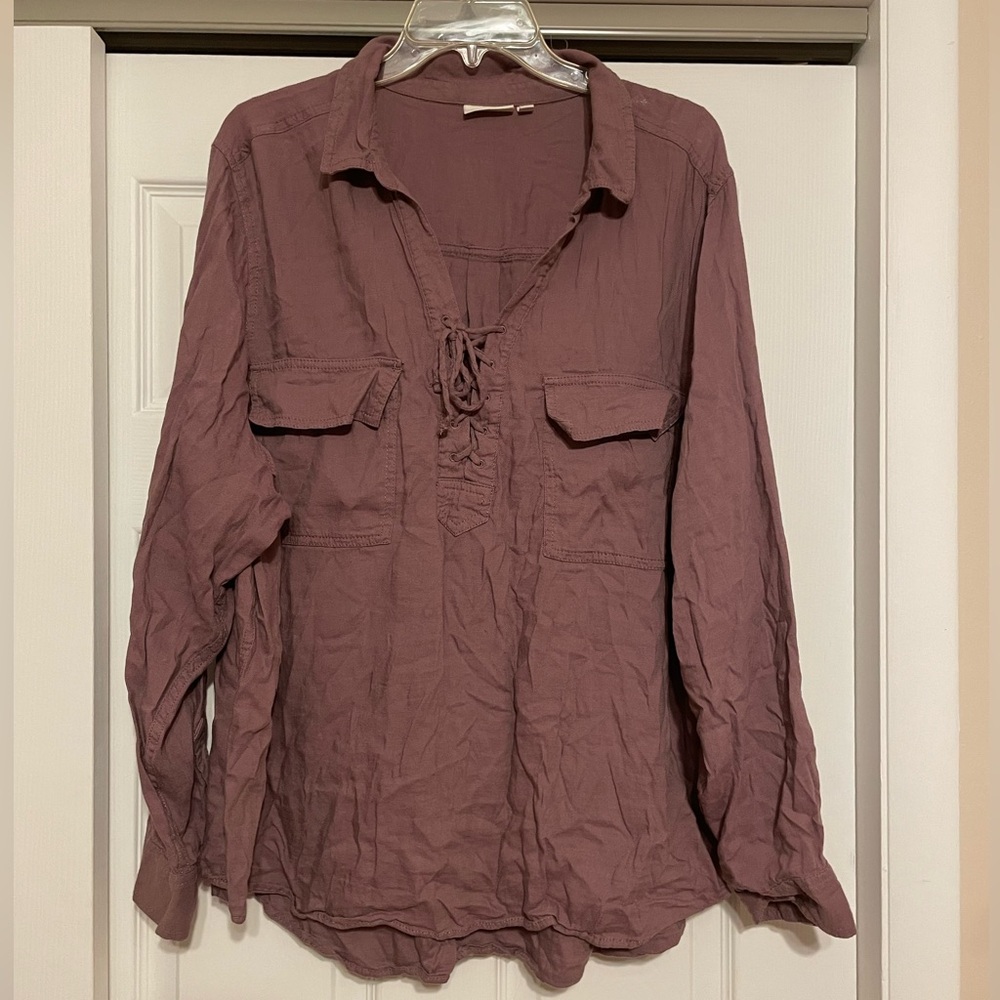 Sonoma Women’s Purple Lace-up Shirt - Size 3X